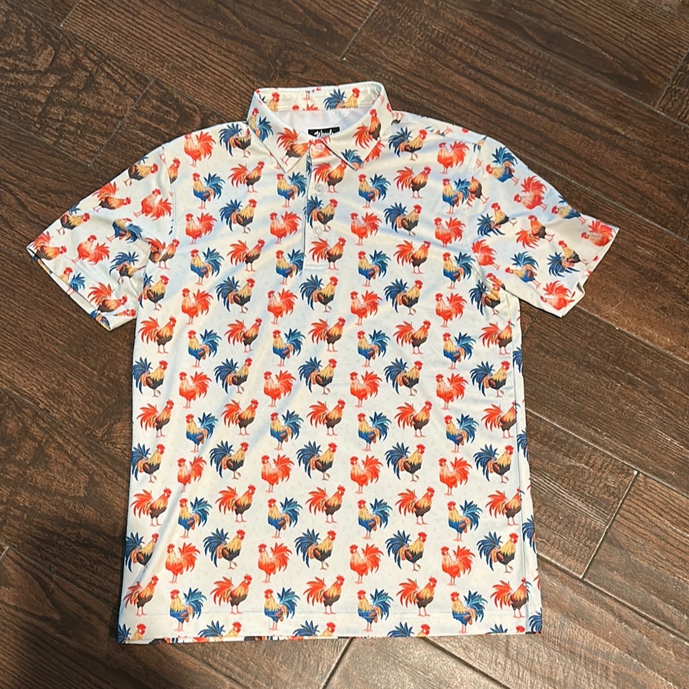 Waggle Men's Golf Rooster Print Shirt - Multicolor